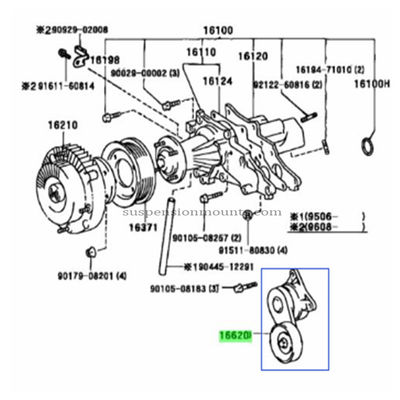 16620-0W101 Tensioner Assy V Ribbed Toyota Mark II 7 Generation